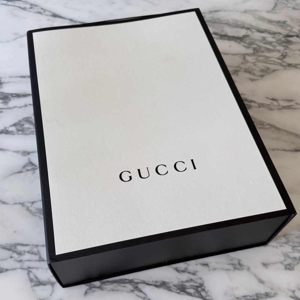 Gucci Large Magnetic Collapsible Storage Gift Box Cream Black Logo 18.25x13.5x5